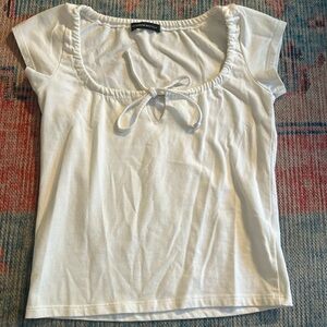 Brandy Melville White T Shirt with Tie NWOT